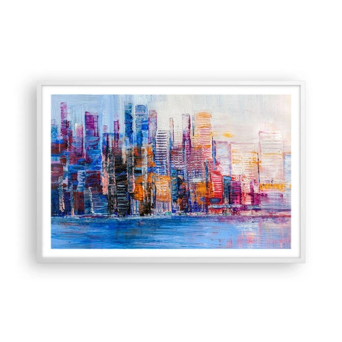 Poster in een witte lijst - Een vrolijke metropool - 91x61 cm