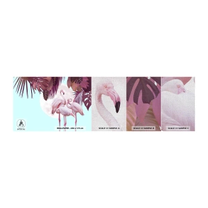 Fotobehang Monster Premium Canvas - Drie vogel genaden - Flamingo's, Vogels, Natuur - 100x30 cm