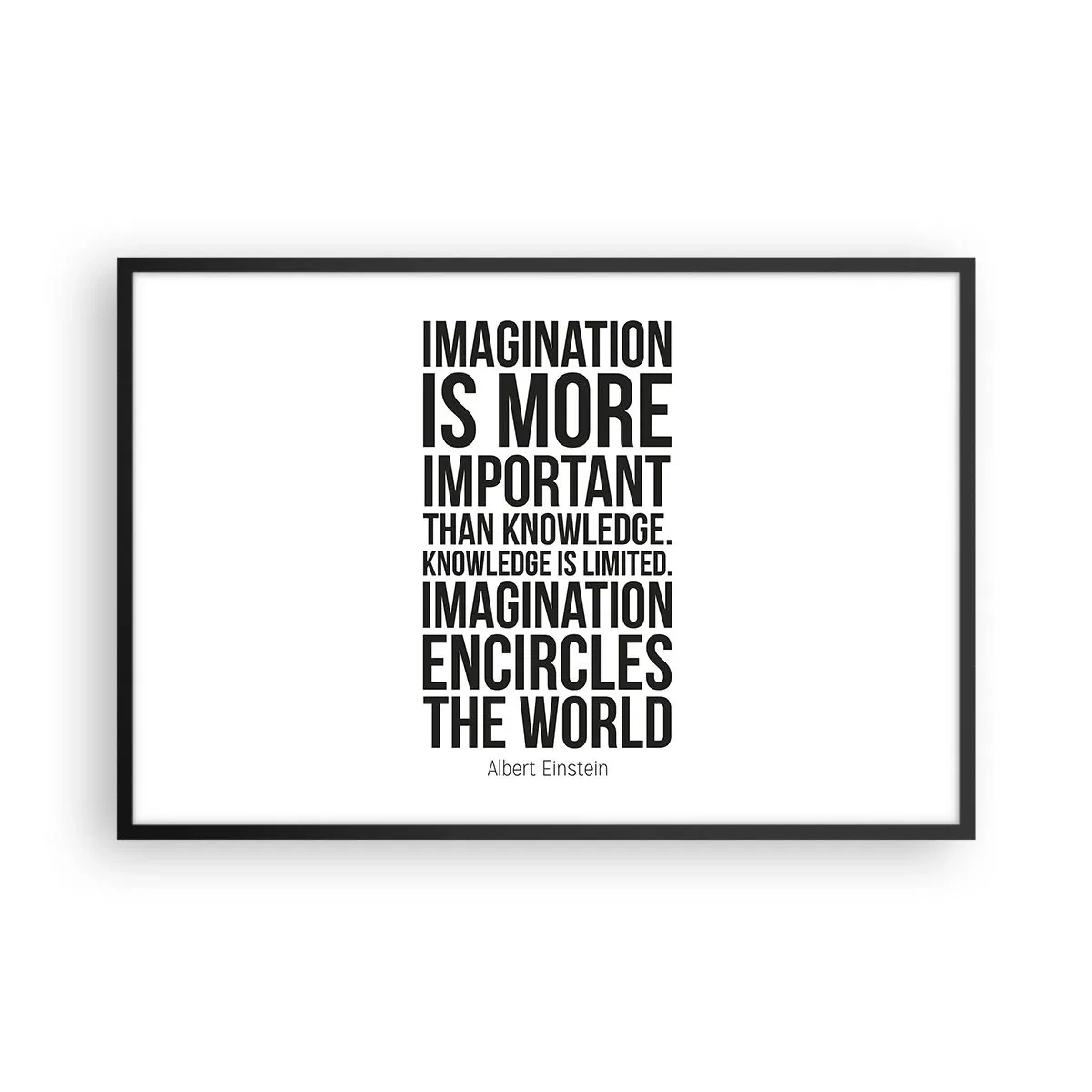 Poster in een zwarte lijst - Einstein over de kracht van verbeelding - 91x61 cm