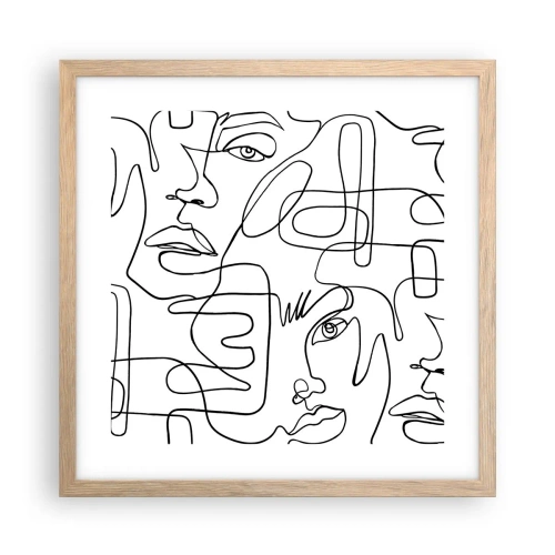 Een poster in een licht eiken lijst - In verwarde emoties - 40x40 cm