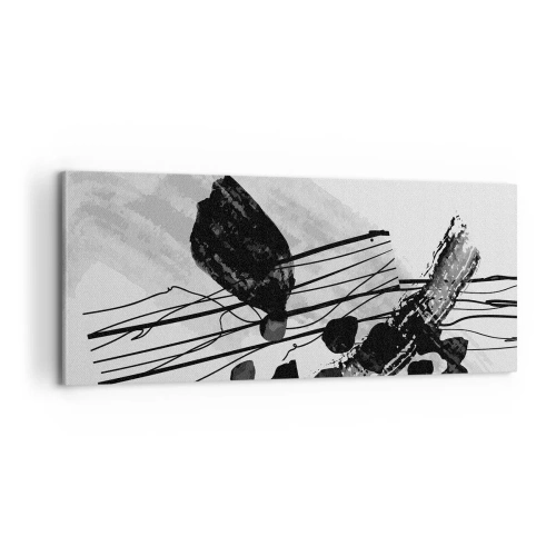 Schilderen op canvas - Zwart-wit organische abstractie - 100x40 cm