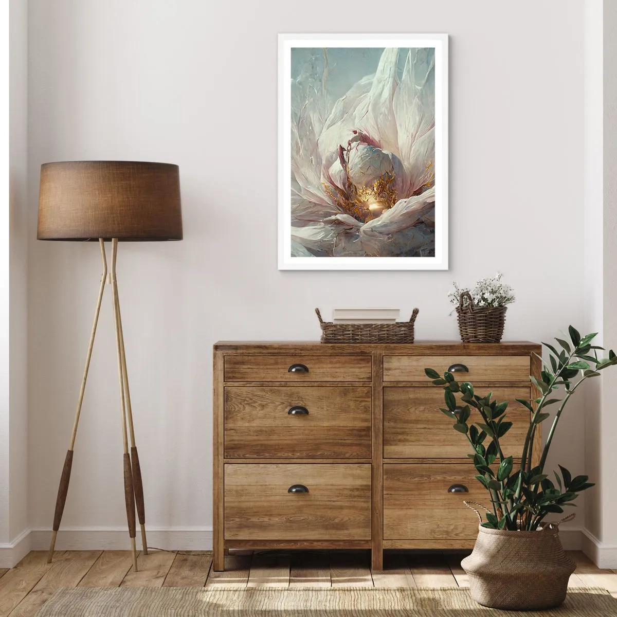 Poster in een witte lijst - Hij bloeit eens in de honderd jaar - 70x100 cm