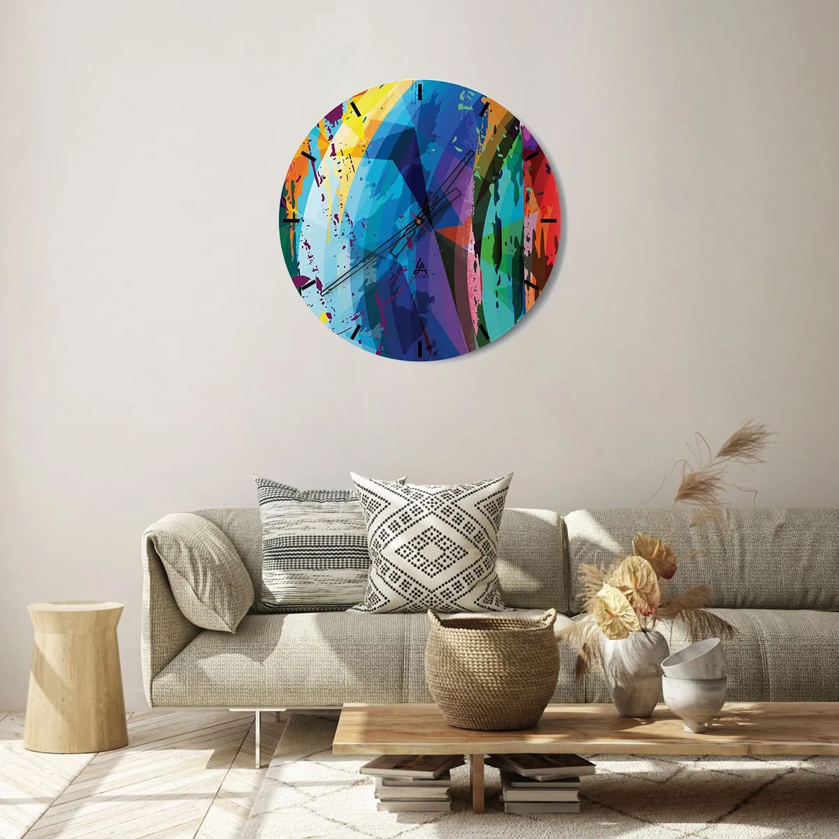 Wandklok - Klok - Abstracte kleurrijke patronen in intense kleuren - 30x30cm - Kleurrijke duizeligheid - Moderne wanddecoratie voor woonkamer, keuken en slaapkamer ARTTOR