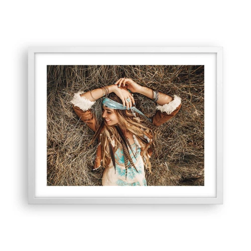 Poster in een witte lijst - Op weg naar de zomer van de liefde - 50x40 cm