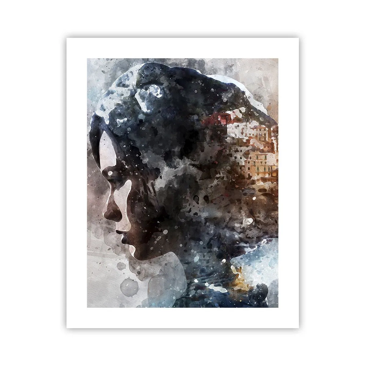 Poster - Een verhaal over een meisje met een stad op de achtergrond - 40x50 cm