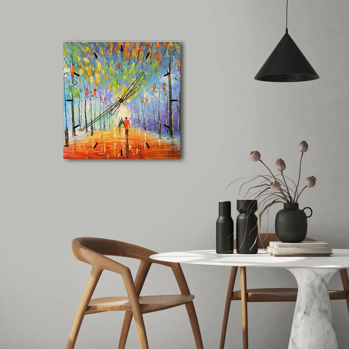 Wandklok - Klok - Nachtlied van regen - 40x40 cm