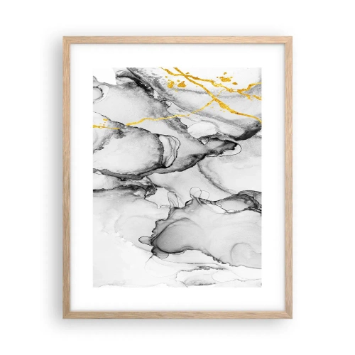 Een poster in een licht eiken lijst - Compositie met een gouden motief - 40x50 cm