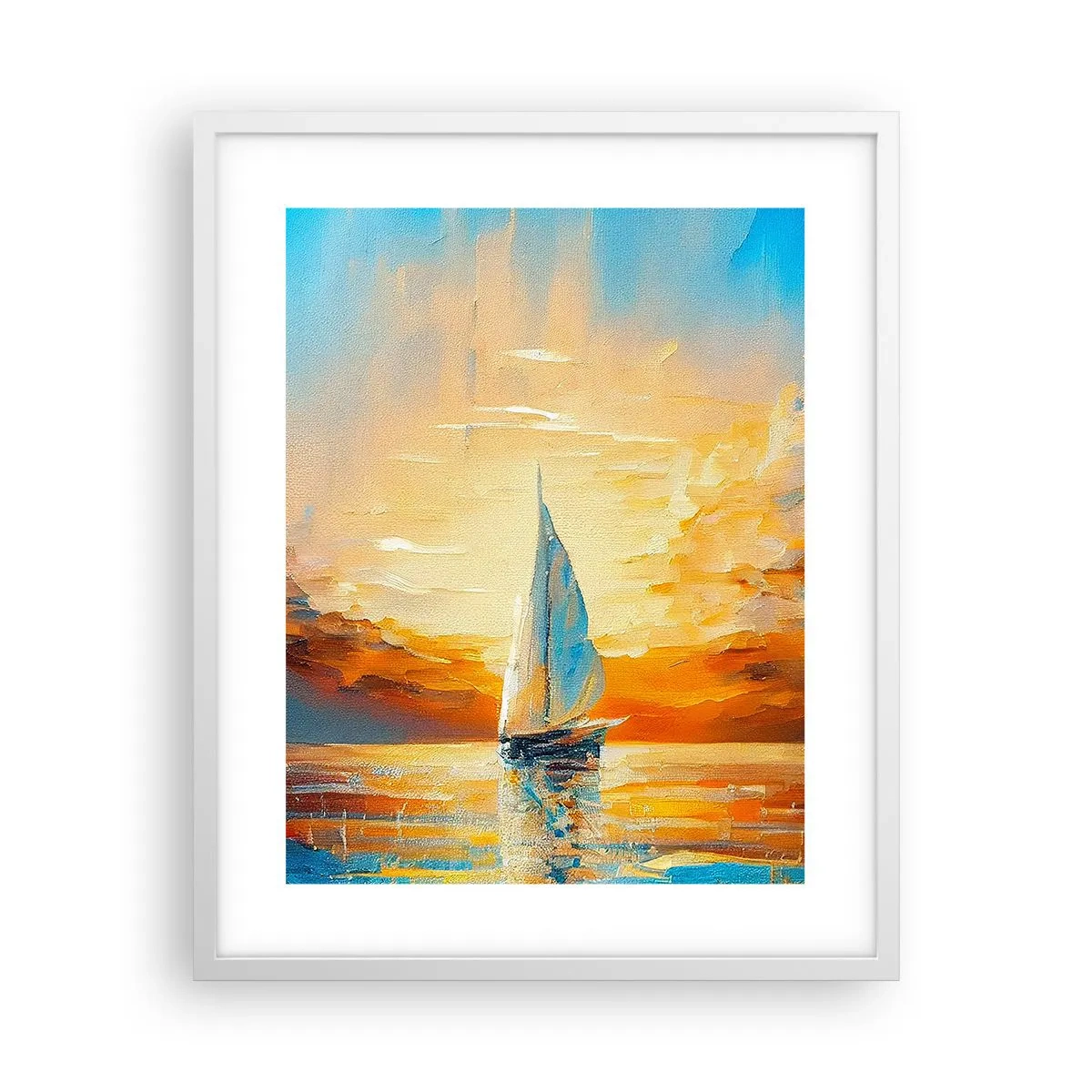 Poster in een witte lijst - Zeilen in goud - 40x50 cm