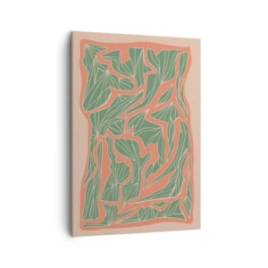 Schilderen op canvas - De strijd tussen koraal en groen - 50x70 cm