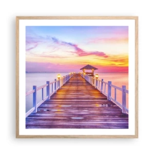 Een poster in een licht eiken lijst - De lila-gouden stilte van de avond - 60x60 cm