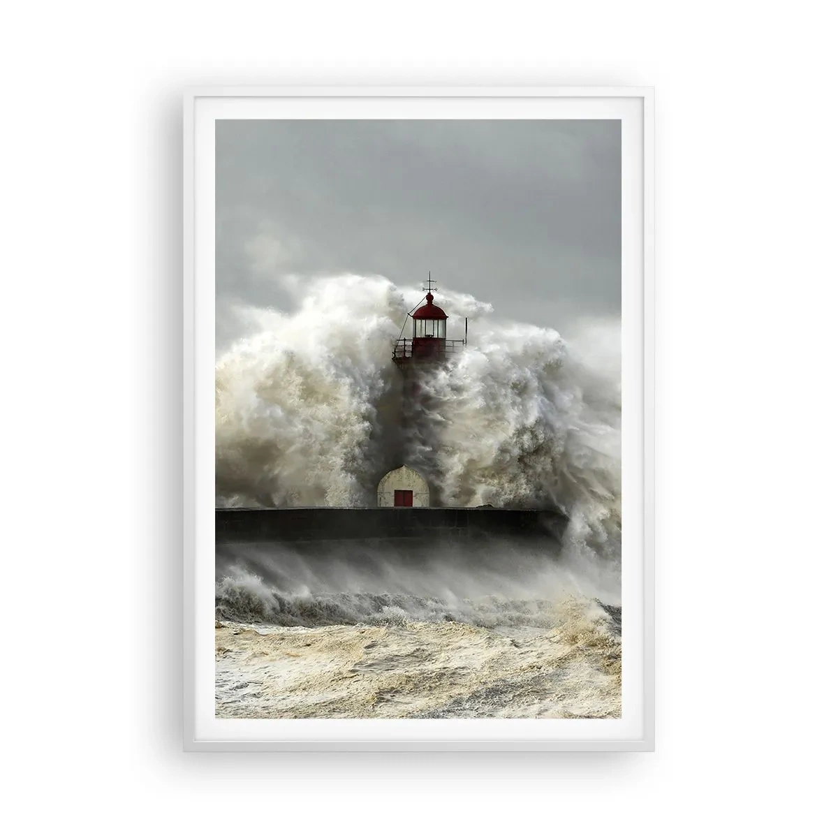 Poster in een witte lijst - De woede van de oceaan - 70x100 cm