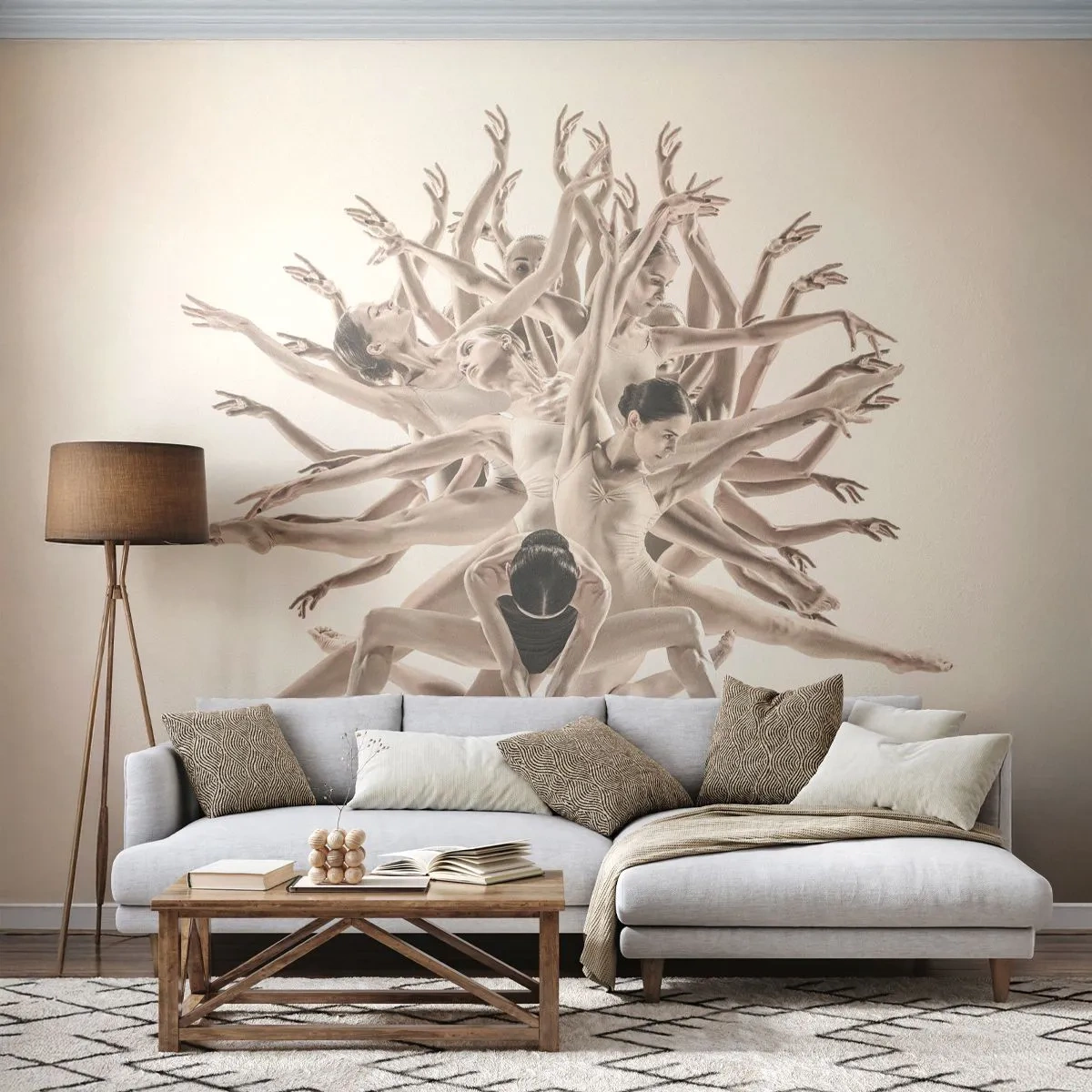 Fotobehang Premium Sand - Bloeiend in dans - Abstractie, Deel, Ballet - 450x315 cm