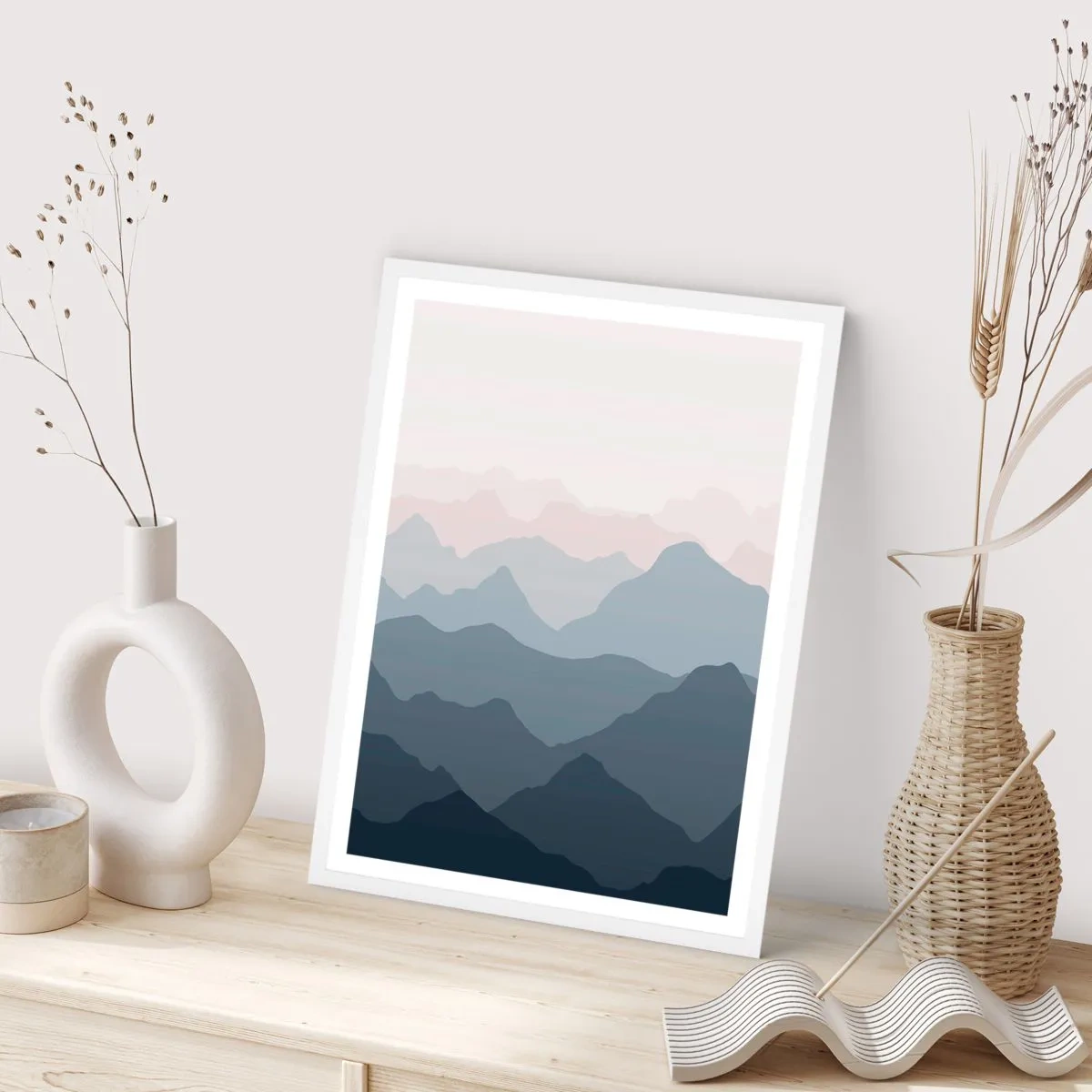 Poster in een witte lijst - Golven van de bergen - 40x50 cm