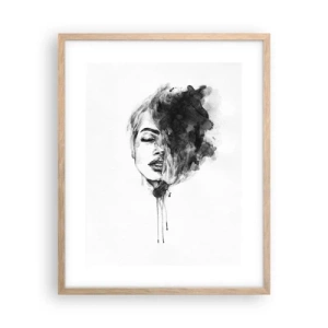 Een poster in een licht eiken lijst - Waar droomt het meisje over? - 40x50 cm