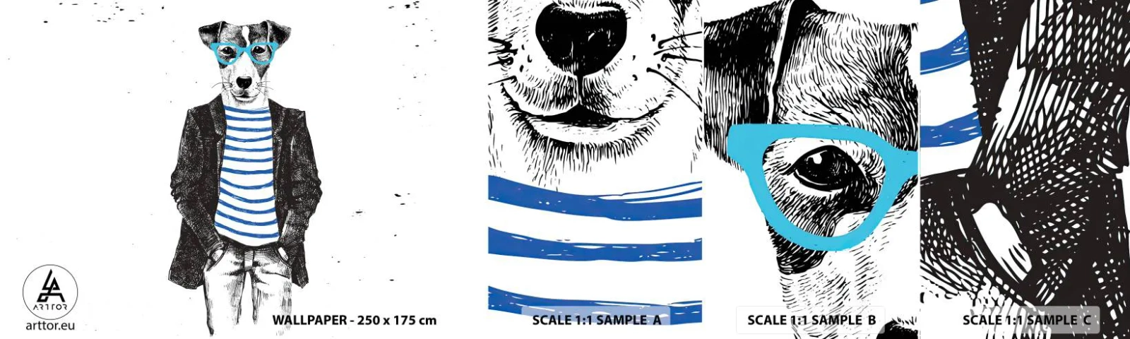 Fotobehang Monster Zelfklevend Deluxe Sticker - God behoed! - Abstractie, Man, Hond - 100x30 cm