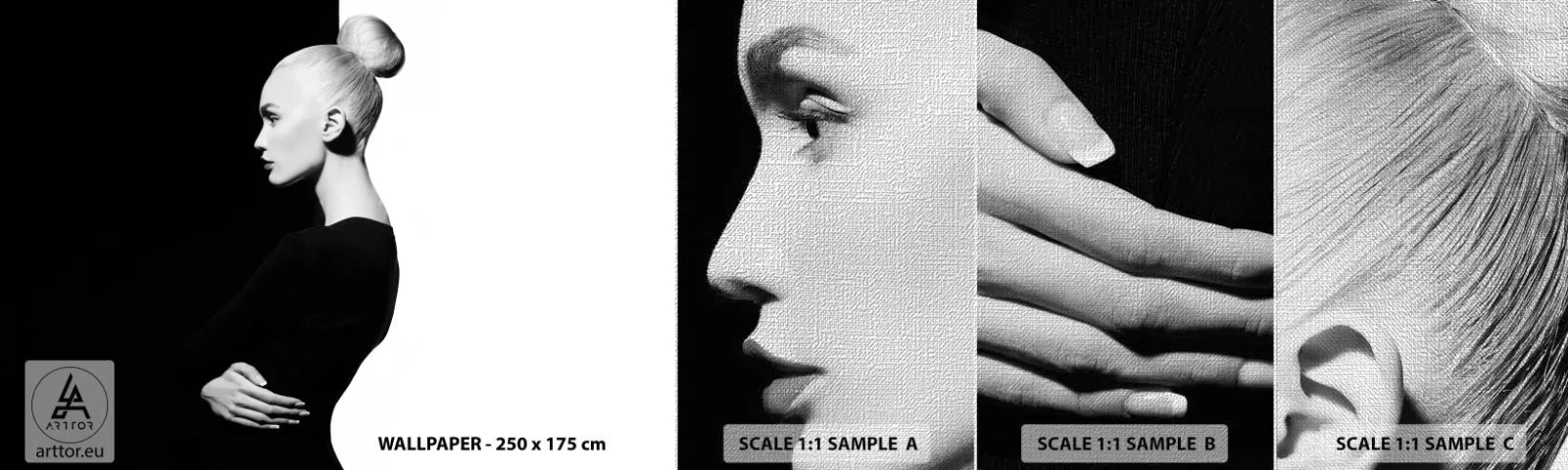 Fotobehang Monster Premium Canvas - Gewoon een vrouw - Mode, Vrouw, Elegant - 100x30 cm