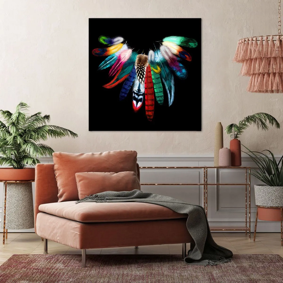 Schilderen op canvas - Indiase ketting - 40x40 cm