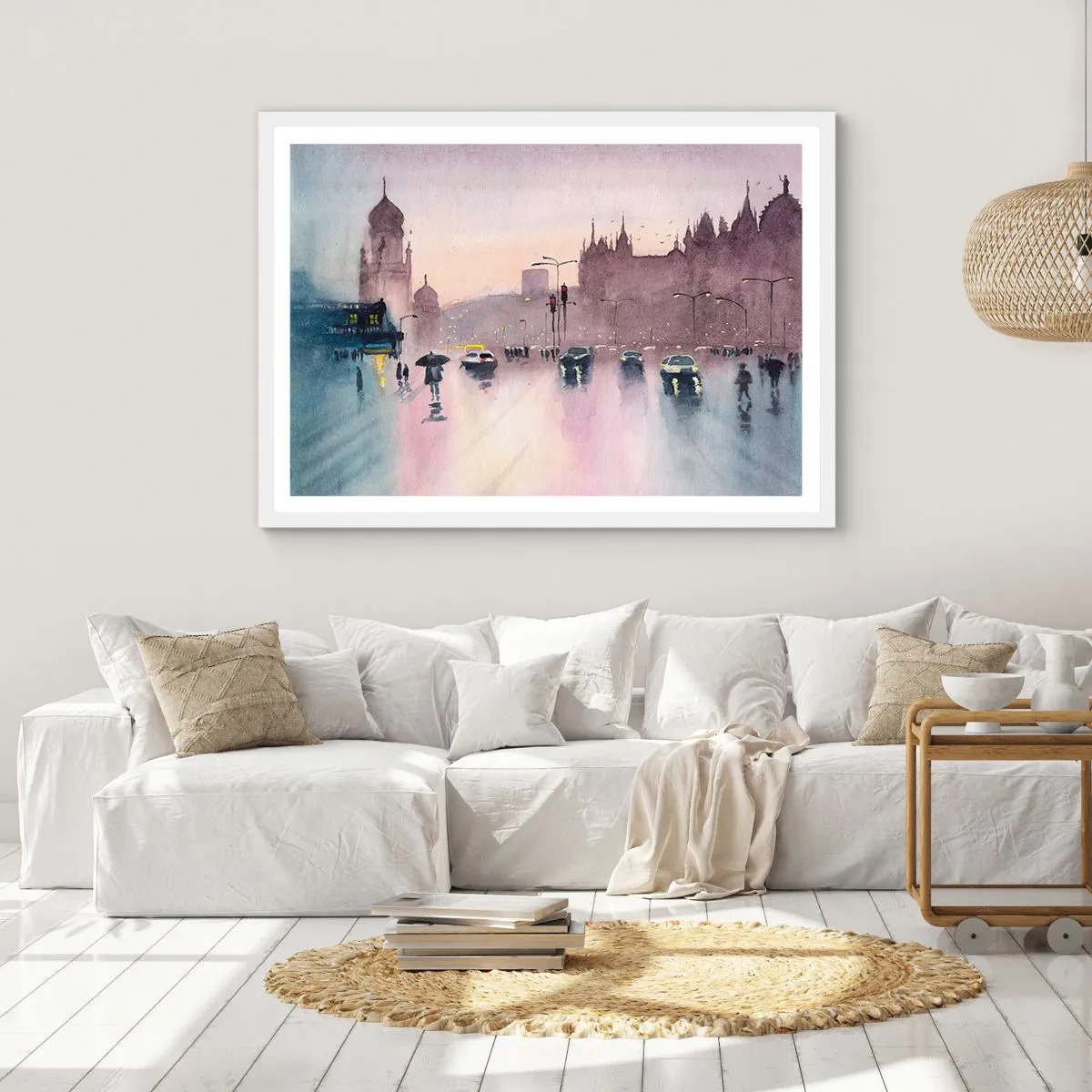Poster in een witte lijst - In de regenachtige nevel - 70x50 cm