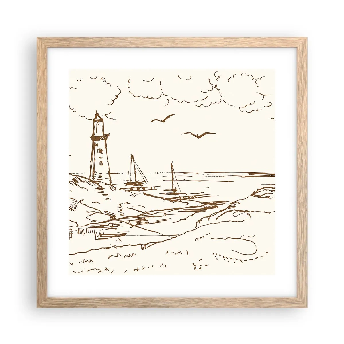 Een poster in een licht eiken lijst - Een overzicht van de herinneringen aan de zomer - 40x40 cm