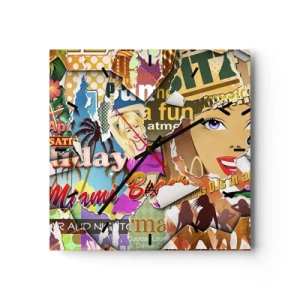 Wandklok - Klok - Zomerse flashbacks - 40x40 cm