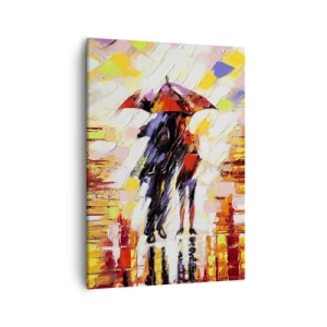 Schilderen op canvas - Samen door de nacht en regen - 50x70 cm