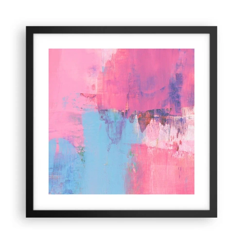 Poster in een zwarte lijst - Roze, blauw en een vleugje licht - 40x40 cm