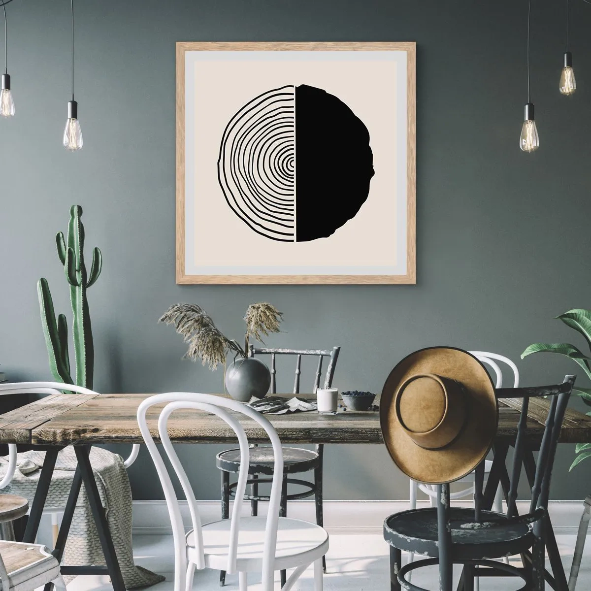Een poster in een licht eiken lijst - Half om half - 40x40 cm