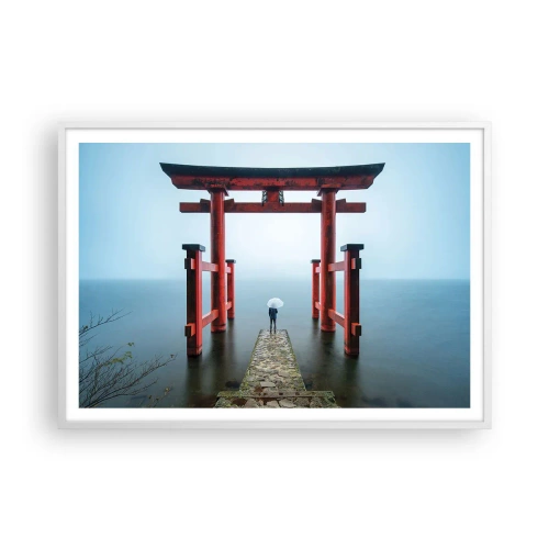 Poster in een witte lijst - Japanse mijmering - 100x70 cm