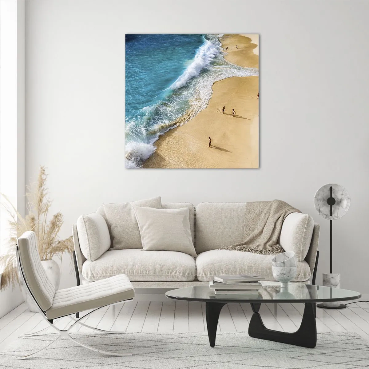 Schilderen op glas - En dan de zon, het strand… - 30x30 cm