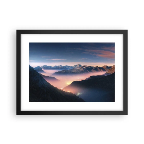 Poster in een zwarte lijst - Licht in de dalen - 40x30 cm