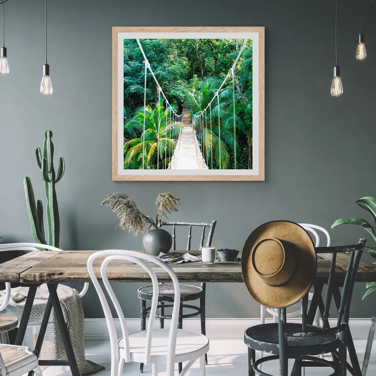 Een poster in een licht eiken lijst - Welkom in de jungle! - 60x60 cm