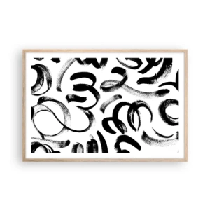 Een poster in een licht eiken lijst - Zwart op wit - 91x61 cm