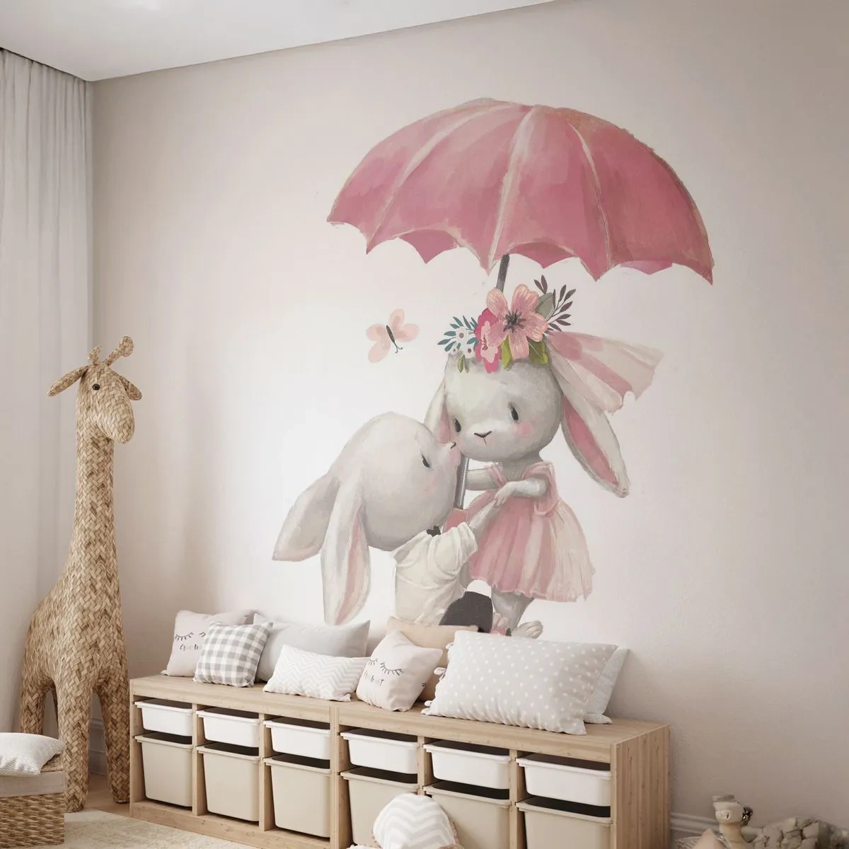Zelfklevend Fotobehang Deluxe Sticker - Dit is liefde - Voor kinderen, Konijnen, Sprookje - 250x175 cm