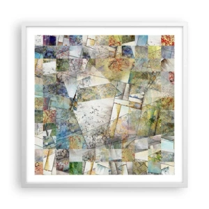 Poster in een witte lijst - Geometrische schuifeling - 60x60 cm