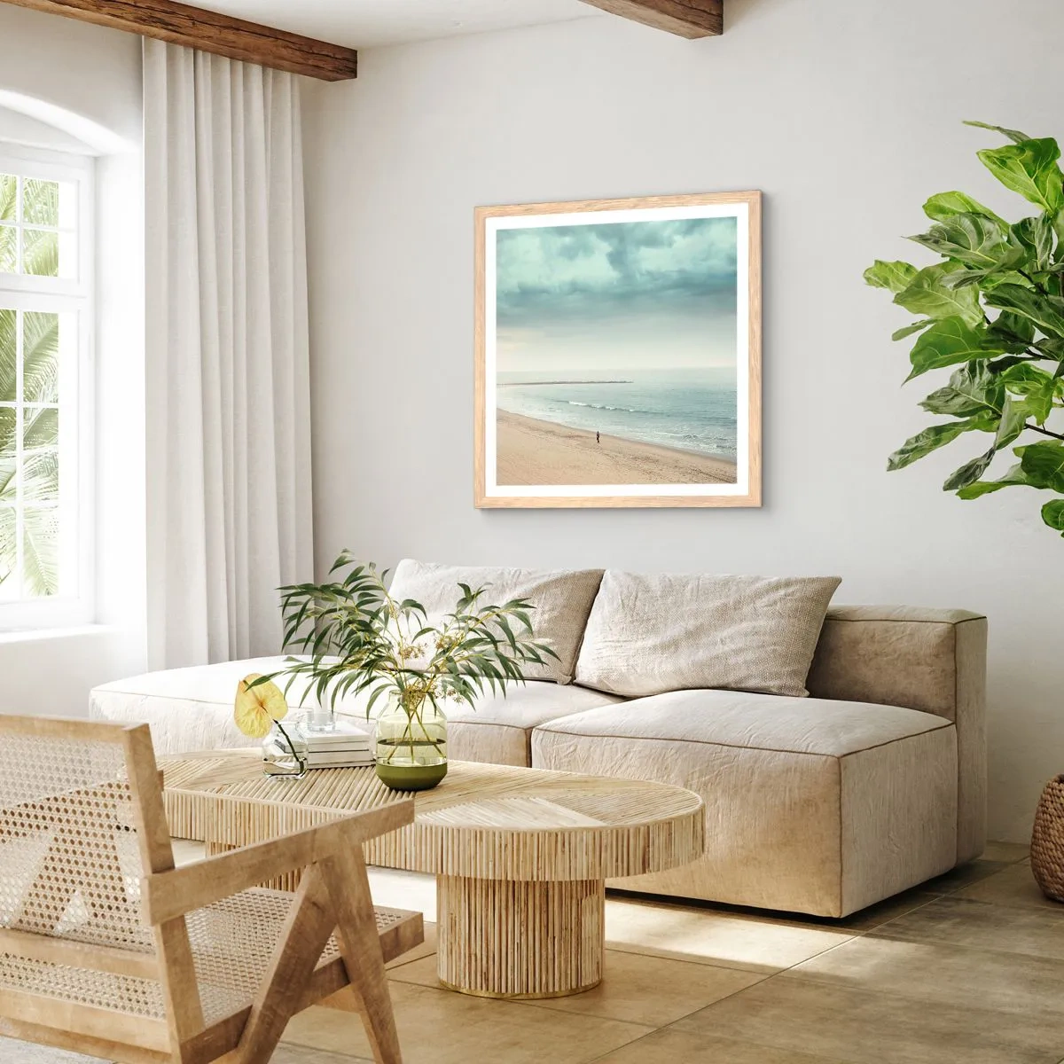 Een poster in een licht eiken lijst - op zoek naar vrede - 40x40 cm