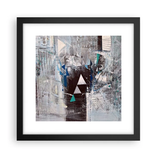 Poster in een zwarte lijst - Overschrijvende volgorde van driehoeken - 30x30 cm