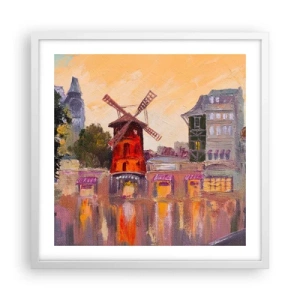 Poster in een witte lijst - Parijse iconen – Moulin Rouge - 50x50 cm