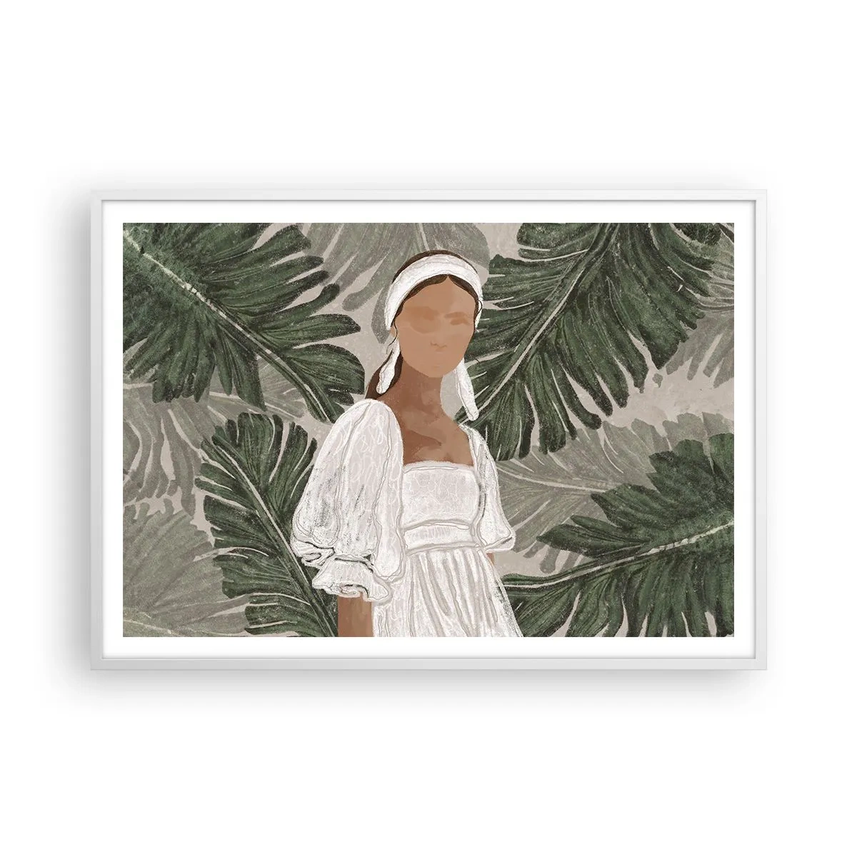Poster in een witte lijst - Exotisch portret - 100x70 cm
