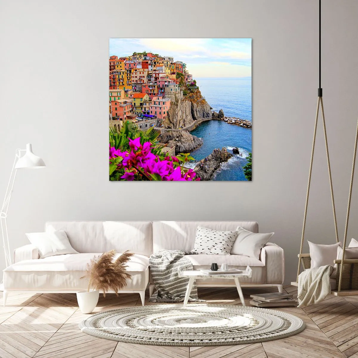 Schilderen op canvas - Lachende stad - 70x70 cm