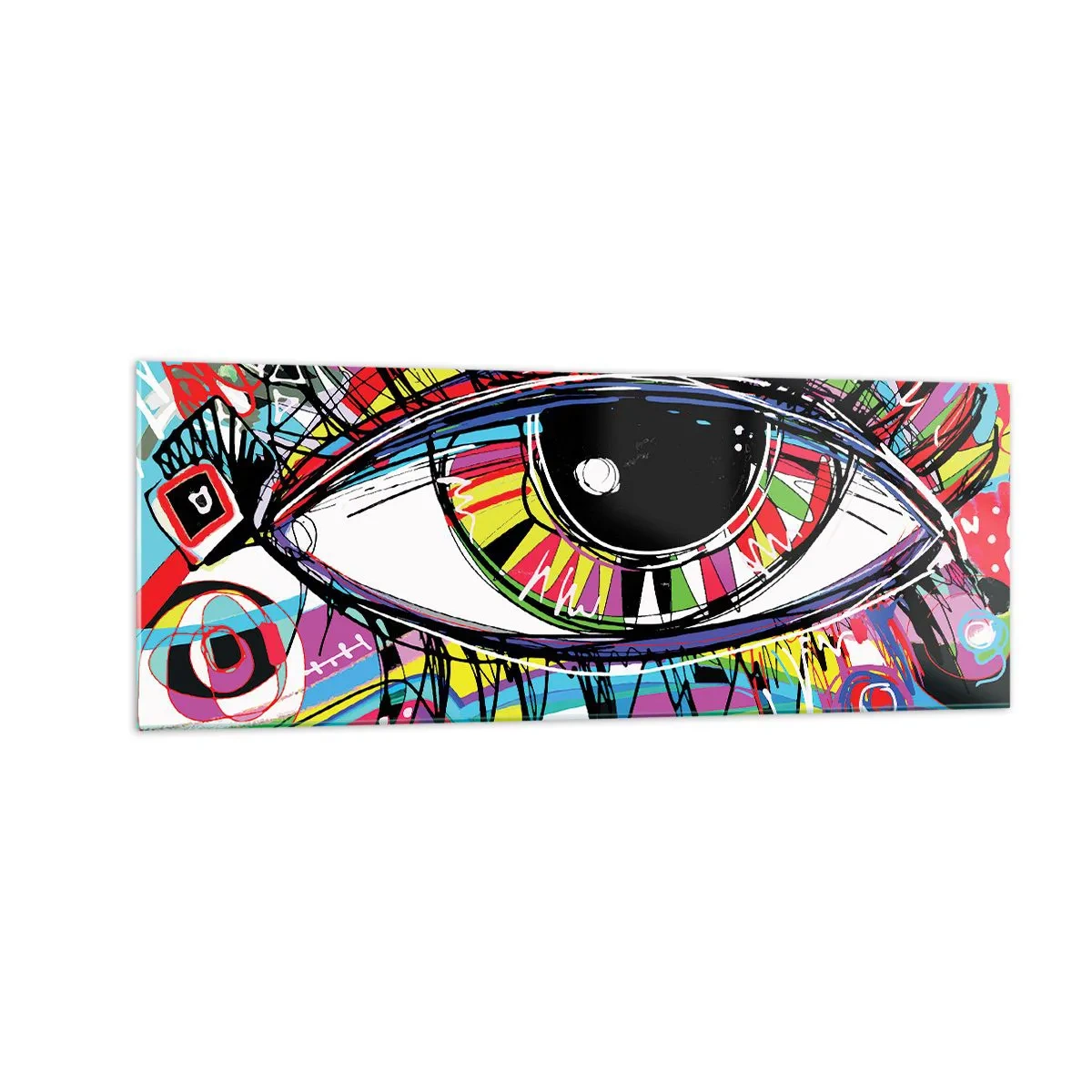 Schilderen op glas - Kleurrijk oog - kleurrijke ziel - 140x50 cm