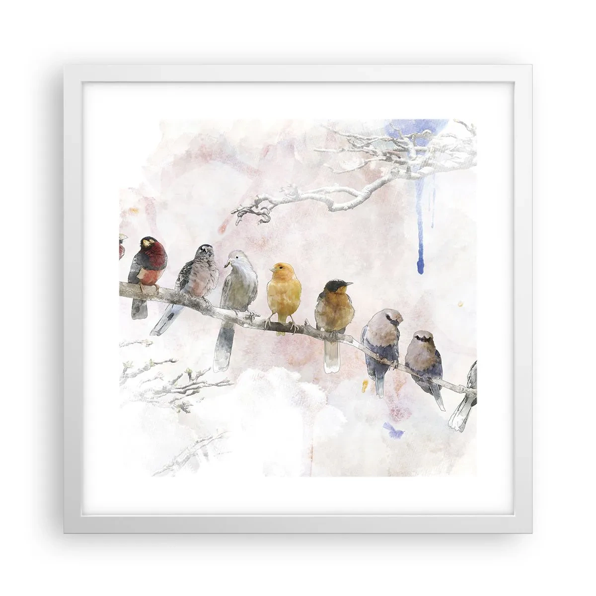 Poster in een witte lijst - Gevleugelde ontmoeting - 40x40 cm