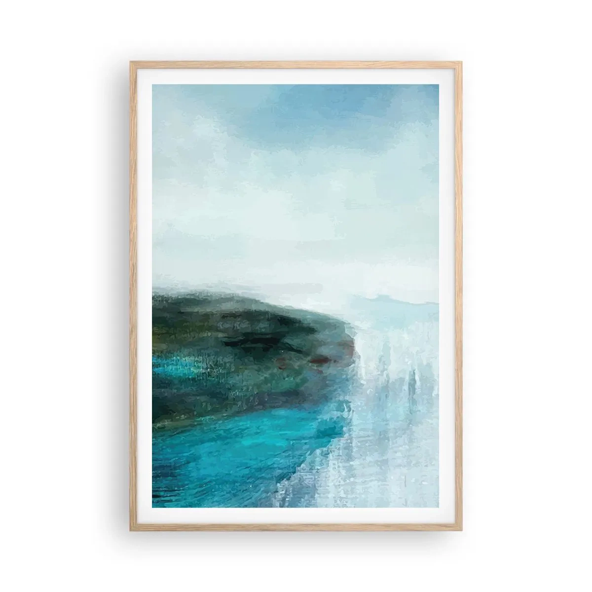 Een poster in een licht eiken lijst - Nautische abstractie - 70x100 cm