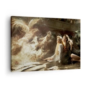 Schilderen op canvas - Twee vrouwen in een magische omgeving met etherische lichteffecten. - 70x50cm - En er was poëzie - Moderne wanddecoratie voor woonkamer en slaapkamer ARTTOR