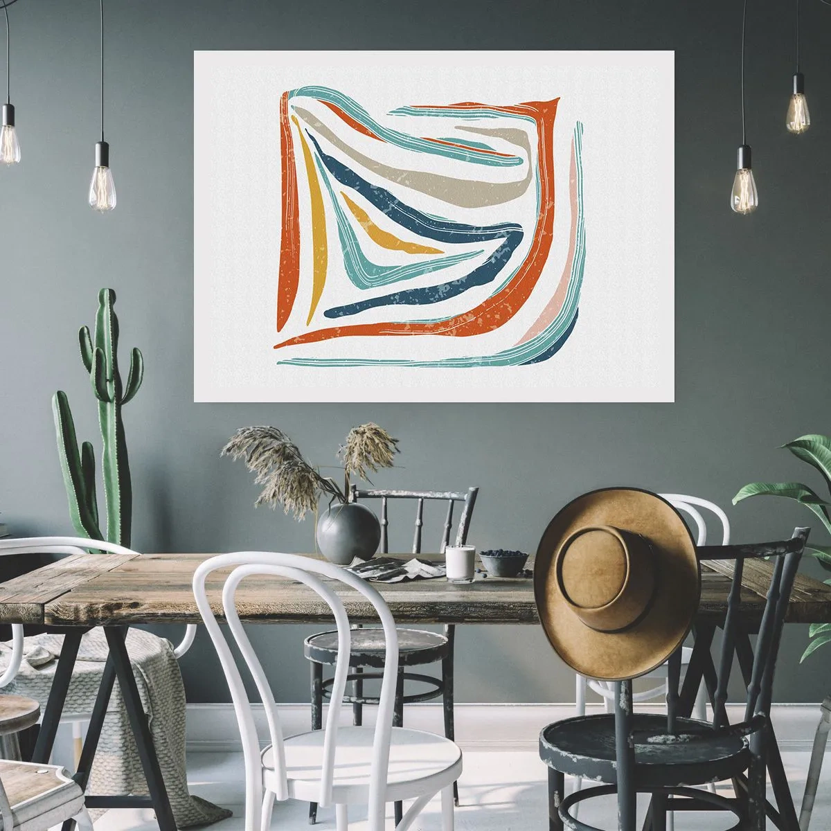 Poster - Abstractie met een vriendelijke glimlach - 100x70 cm