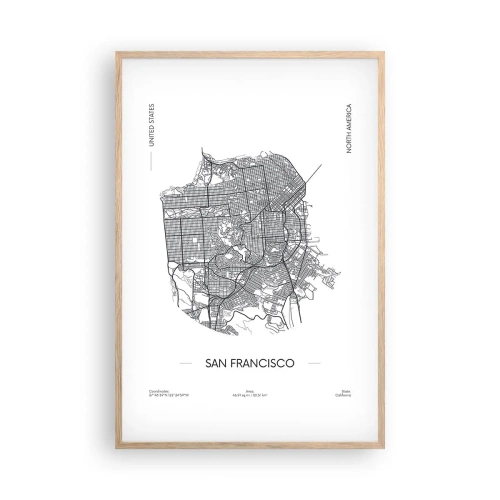 Een poster in een licht eiken lijst - Anatomie van San Francisco - 61x91 cm