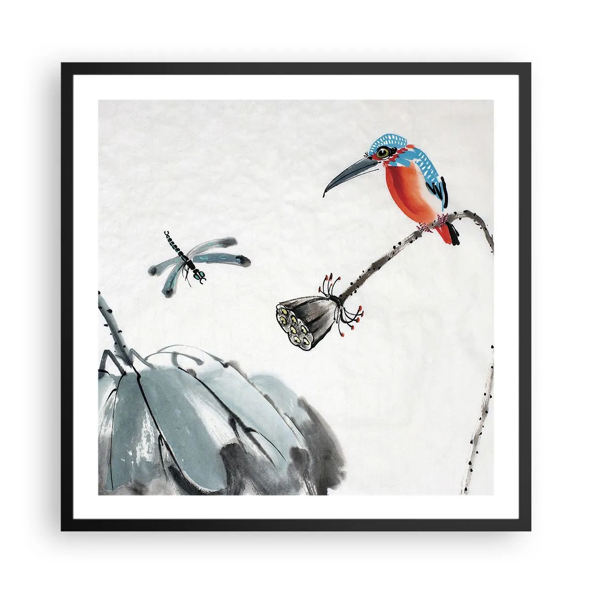 Poster in een zwarte lijst - Het leven van de weide - 60x60 cm