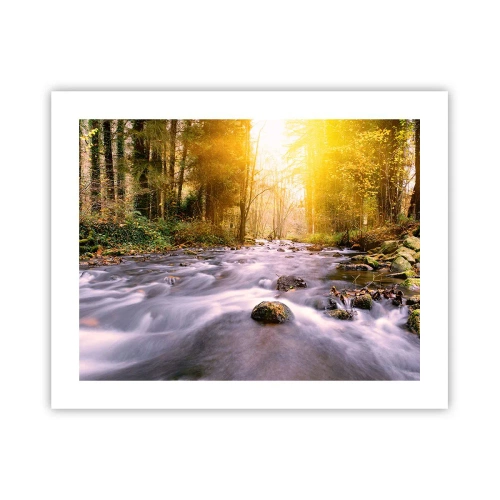 Poster - Malachiet in een zilveren en gouden lijst - 50x40 cm