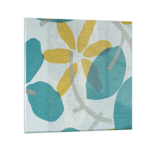 Schilderen op glas - Tussen de azuurblauwe bladeren - 30x30 cm