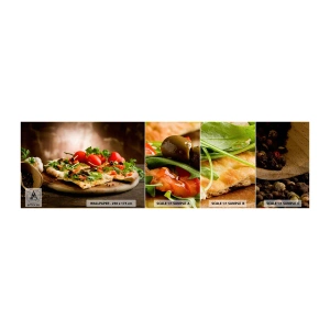 Fotobehang Monster Zelfklevend Deluxe Sticker - Recht uit de oven en uit de tuin - Gastronomie, Pizza, Italië - 100x30 cm