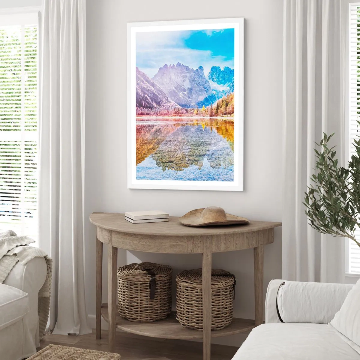 Poster in een witte lijst - En het is al herfst in de bergen - 50x70 cm